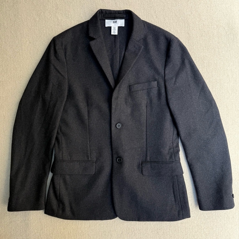 H&M Black Gray Blazer Sport Coat Classic Tailored Men’s Jacket Suit 38 M